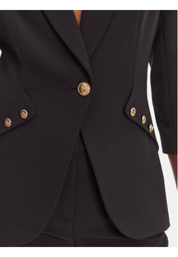 Elisabetta Franchi Marynarka GI-164-52E2-V640 Czarny Regular Fit. Kolor: czarny. Materiał: syntetyk