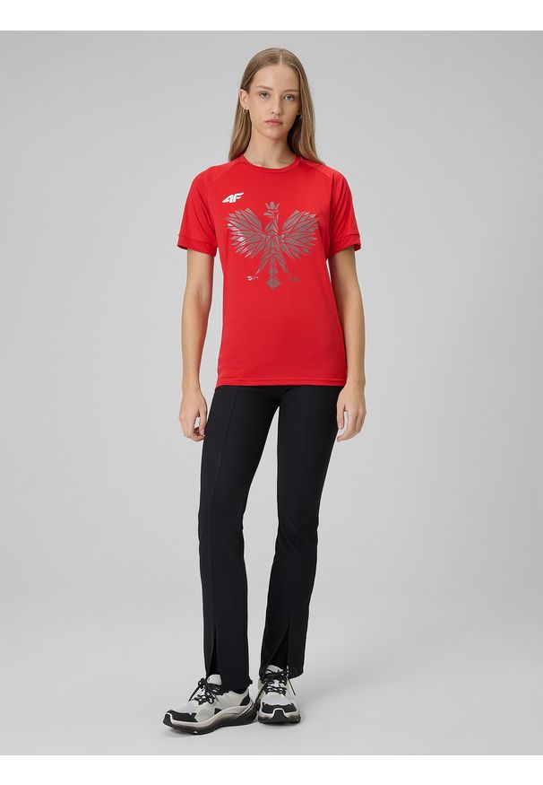 4f - 4F Koszulka kibica uniseks - czerwona M. Kolor: czerwony. Długość rękawa: raglanowy rękaw. Wzór: napisy. Styl: sportowy