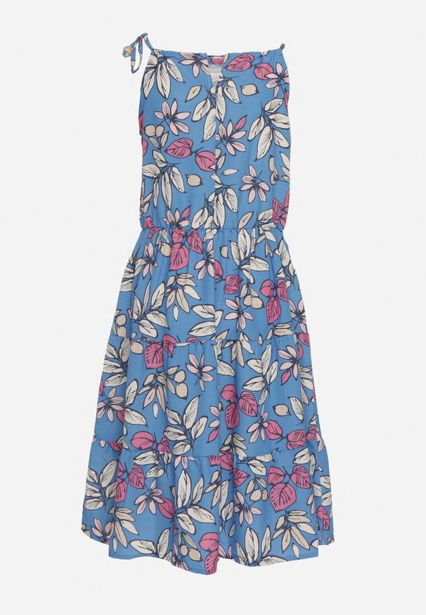 Born2be - Niebieska Sukienka Mennotia. Okazja: na co dzień, na imprezę. Kolor: niebieski. Długość rękawa: na ramiączkach. Typ sukienki: proste. Styl: casual, elegancki