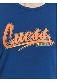 Guess T-Shirt Logo F3GI10 J1314 Niebieski Slim Fit. Kolor: niebieski. Materiał: bawełna