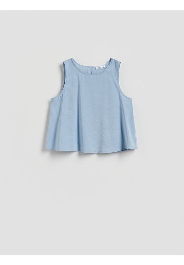 Reserved - Bluzka z modalem - jasnoniebieski. Kolor: niebieski. Materiał: tkanina