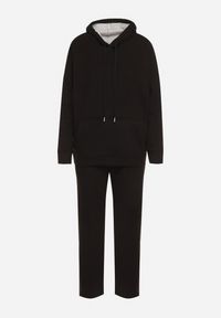 Born2be - Czarny Bawełniany Komplet Dresowy z Bluzą i Spodniami Zansira. Kolor: czarny. Materiał: bawełna, dresówka. Sport: turystyka piesza #3