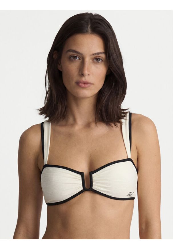 Karl Lagerfeld - KARL LAGERFELD Góra od bikini B2W46022 Beżowy jasny. Kolor: beżowy. Materiał: syntetyk