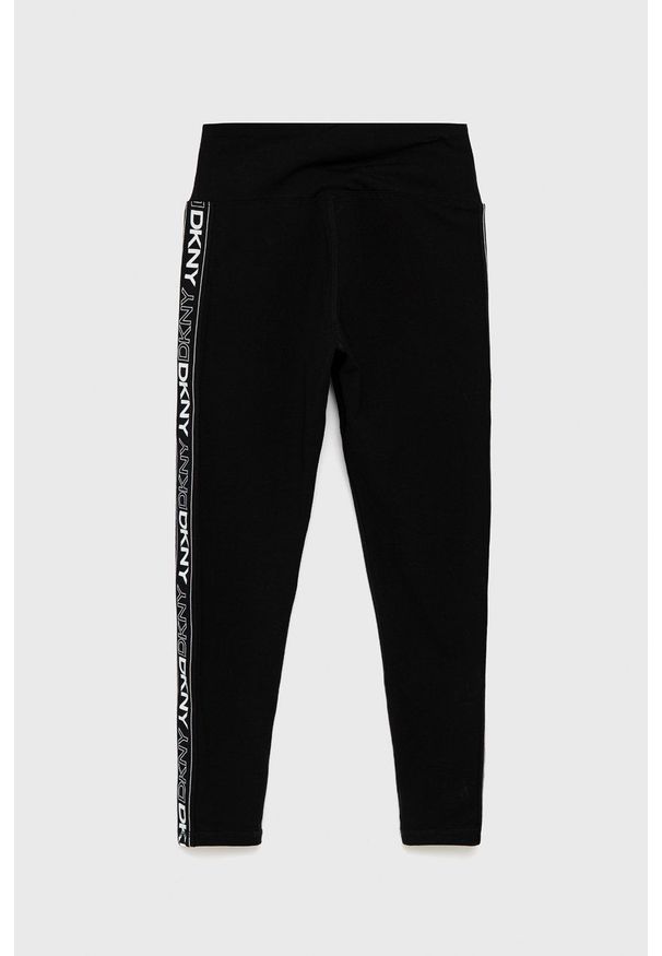 DKNY - Dkny legginsy damskie kolor biały z nadrukiem. Kolor: biały. Materiał: dzianina. Wzór: nadruk