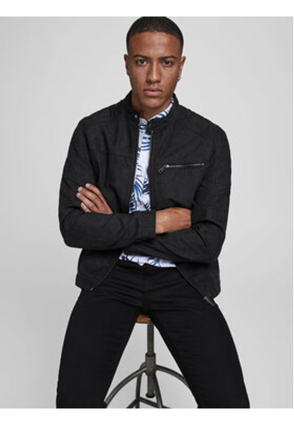 Jack & Jones - Jack&Jones Kurtka z imitacji skóry Rocky 12147218 Czarny Regular Fit. Kolor: czarny. Materiał: skóra