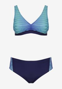 Born2be - Niebiesko-Granatowe Bikini Biustonosz na Grubych Ramiączkach z Regulacją Majtki Typu Figi Xaleria. Kolor: niebieski