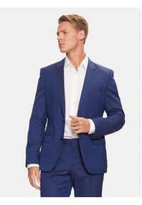 Hugo Garnitur Henry/Griffin182 50383613 Granatowy Slim Fit. Kolor: niebieski. Materiał: wełna #10