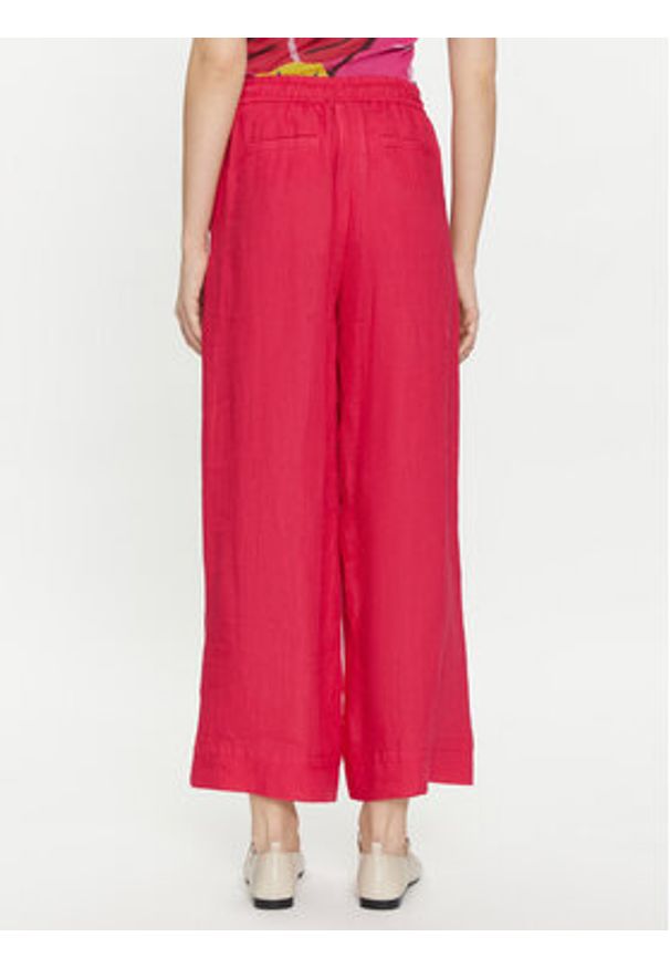 Marella Spodnie materiałowe Apogeo 2413131084 Różowy Relaxed Fit. Kolor: różowy. Materiał: len