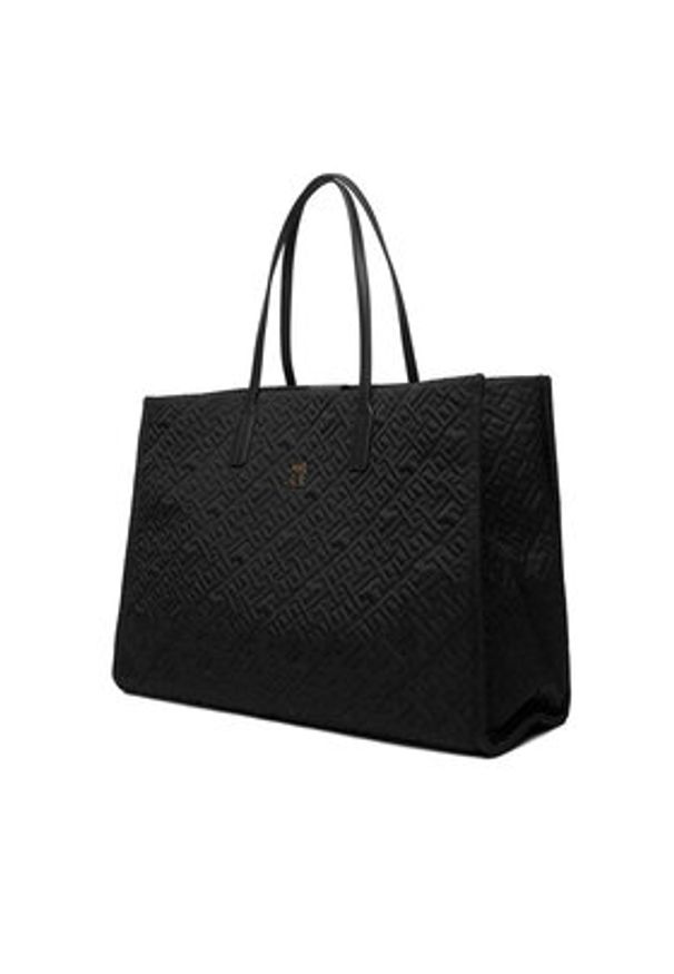 TOMMY HILFIGER - Tommy Hilfiger Torebka Th City Tote Mono Nylon AW0AW18163 Czarny. Kolor: czarny. Materiał: skórzane
