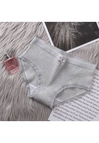 Intica - Majtki prążkowane o średnim stanie z miękkiego materiału Norina. Kolor: szary. Materiał: materiał, prążkowany. Wzór: prążki