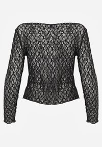 Born2be - Czarna Koronkowa Bluzka na Długi Rękaw z Dekoltem Typu Łódka Themenea. Okazja: do pracy, na co dzień. Typ kołnierza: dekolt w łódkę. Kolor: czarny. Materiał: koronka. Długość rękawa: długi rękaw. Długość: długie. Wzór: koronka. Styl: elegancki, klasyczny, casual #7