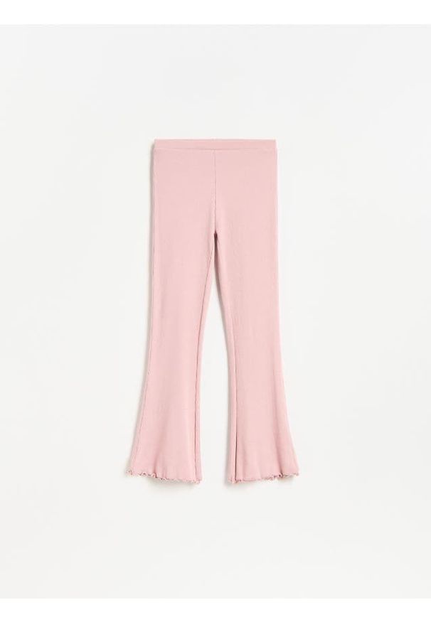 Reserved - Legginsy flare - różowy. Kolor: różowy. Materiał: bawełna, dzianina