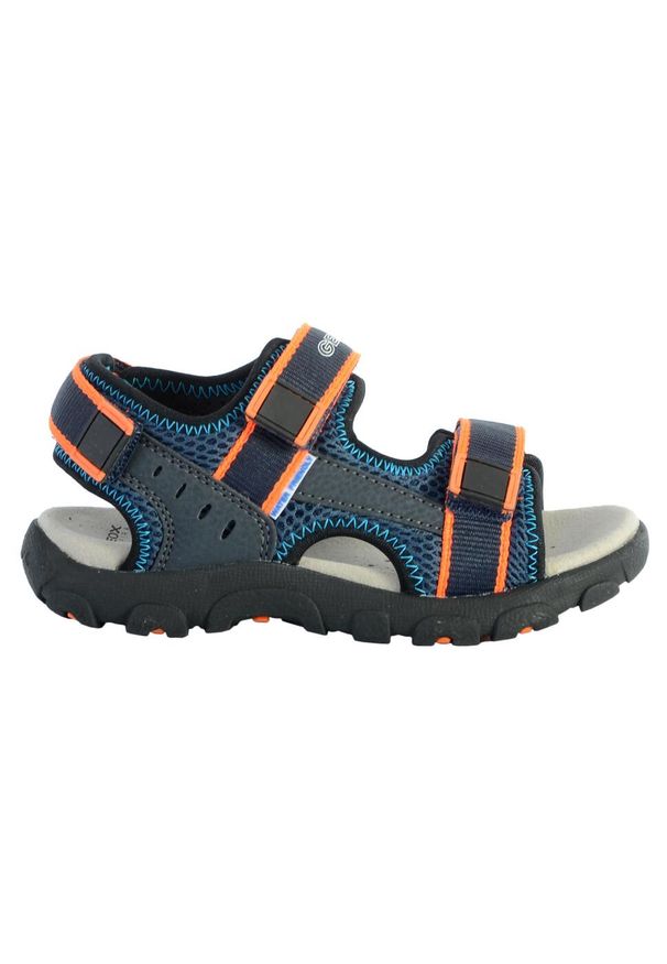 Geox - Sandały GEOX JR SANDAL STRADA A Niebieski. Kolor: wielokolorowy, niebieski, pomarańczowy. Materiał: skóra, syntetyk. Sezon: lato