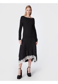 TwinSet - TWINSET Sukienka dzianinowa 222TT3283 Czarny Regular Fit. Kolor: czarny. Materiał: dzianina, syntetyk