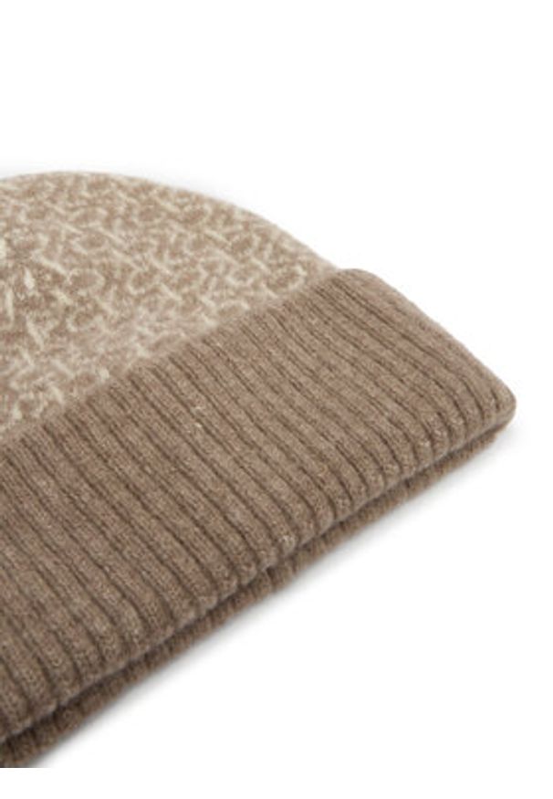 Calvin Klein Czapka Monogram Fold K60K612595 Beżowy. Kolor: beżowy. Materiał: wełna