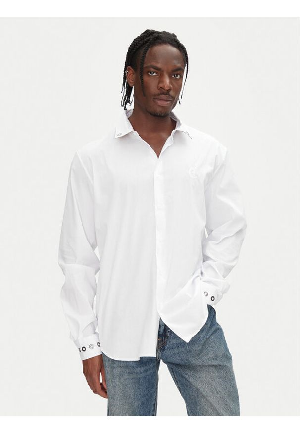 Just Cavalli Koszula 78OAL2A0 Biały Slim Fit. Kolor: biały. Materiał: bawełna
