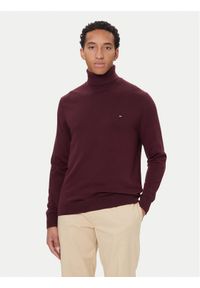 TOMMY HILFIGER - Tommy Hilfiger Golf MW0MW28048 Bordowy Regular Fit. Typ kołnierza: golf. Kolor: czerwony. Materiał: bawełna #1
