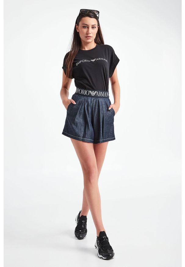 Emporio Armani Swimwear - T-SHIRT EMPORIO ARMANI SWIMWEAR. Materiał: materiał, bawełna. Długość rękawa: krótki rękaw. Długość: krótkie. Wzór: nadruk
