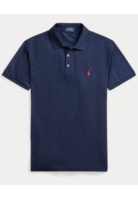 Ralph Lauren - RALPH LAUREN - Granatowa koszulka polo Slim Fit Stretch Mesh. Typ kołnierza: polo. Kolor: niebieski. Materiał: mesh. Wzór: aplikacja, haft, ze splotem. Styl: klasyczny #3