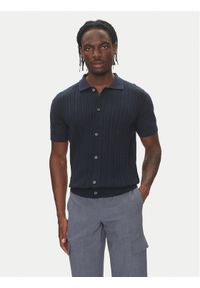 Lindbergh Kardigan 30-804114 Granatowy Slim Fit. Kolor: niebieski. Materiał: bawełna