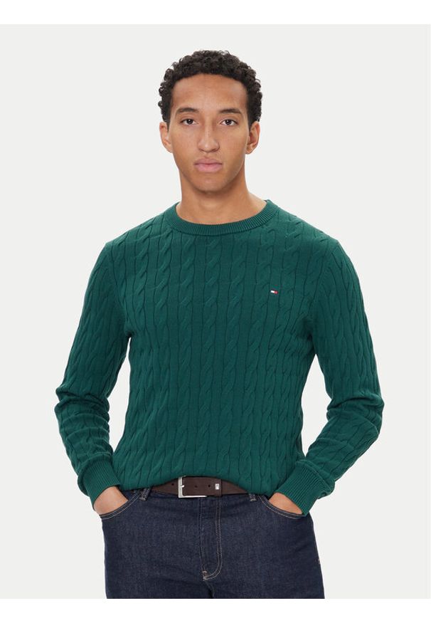 TOMMY HILFIGER - Tommy Hilfiger Sweter MW0MW33132 Zielony Regular Fit. Kolor: zielony. Materiał: bawełna