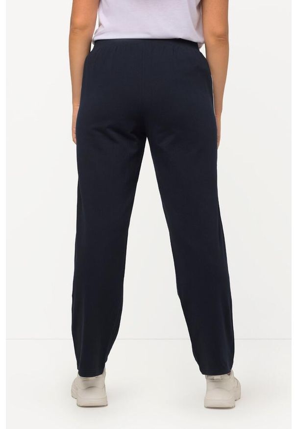 ULLA POPKEN - Damskie Spodnie dresowe elastyczny pas paski boczne. Kolekcja: plus size. Kolor: niebieski. Materiał: bawełna, elastan, materiał. Wzór: paski