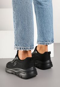 Renee - Czarne Siateczkowe Buty Sportowe Sneakersy na Piankowej Podeszwie Aridanor. Okazja: na co dzień. Kolor: czarny. Materiał: jeans