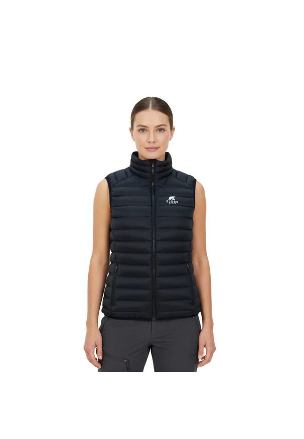 FJORK MERINO - Damska kurtka puchowa bez rękawów Merino Nordend. Kolor: czarny. Materiał: wełna, puch, poliamid. Długość rękawa: bez rękawów. Sport: turystyka piesza