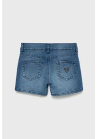 Guess szorty jeansowe dziecięce gładkie regulowana talia. Stan: podwyższony. Kolor: niebieski. Materiał: jeans. Wzór: gładki #2