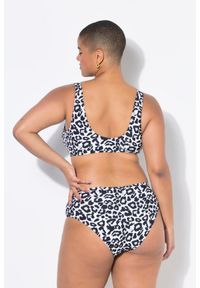 ULLA POPKEN - Damskie Figi od bikini wysoki stan wzór w panterkę. Stan: podwyższony. Kolekcja: plus size. Kolor: biały. Materiał: poliester, elastan, poliamid, materiał. Wzór: motyw zwierzęcy