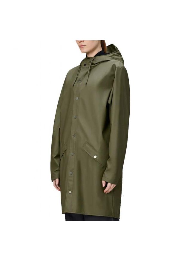 Rains - Kurtka RAINS LONG JACKET W3 Zielony. Kolor: zielony. Materiał: tkanina, syntetyk