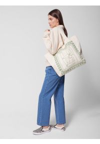 outhorn - Torba bawełniana na ramię - beżowa. Kolor: beżowy. Materiał: bawełna. Wzór: kolorowy, nadruk, haft #3