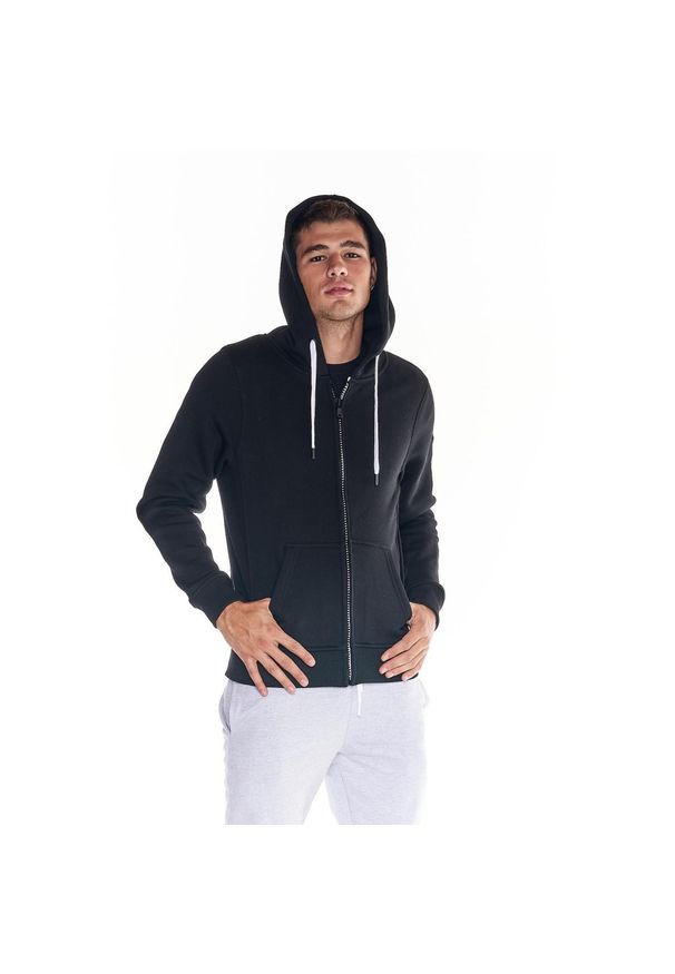 LEONE 1947 APPAREL - Męska bluza z kapturem i zamkiem błyskawicznym na całej długości Heavy Basic. Typ kołnierza: kaptur. Kolor: czarny. Materiał: tkanina. Sport: fitness
