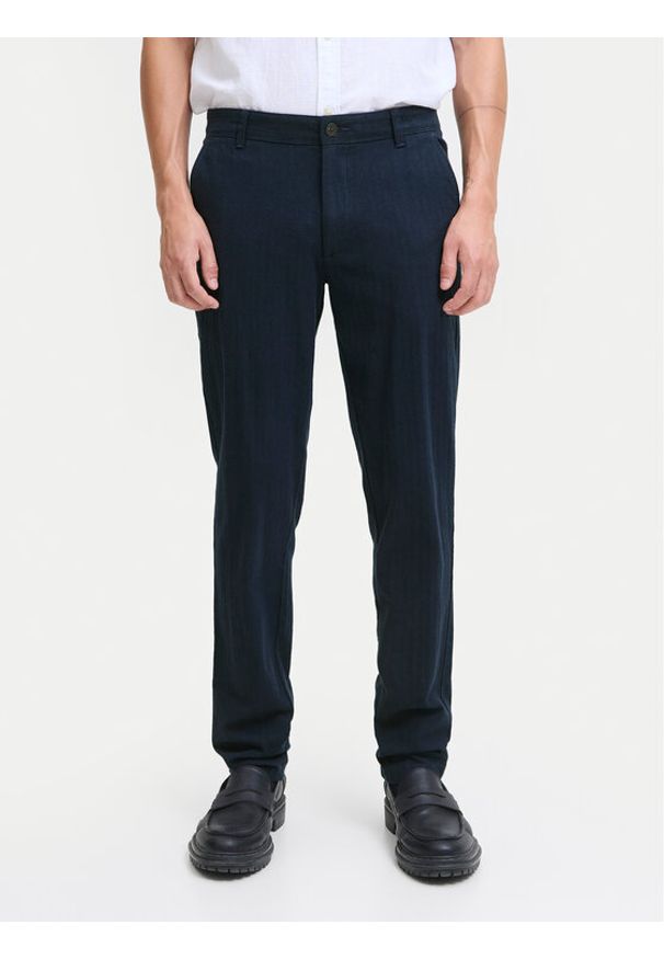 Jack & Jones - Jack&Jones Chinosy Marco Bowie 12279659 Niebieski Slim Fit. Kolor: niebieski. Materiał: bawełna