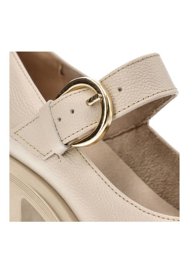 Beżowe Półbuty Armodo Damskie Obuwie Ze Skóry Naturalnej. Okazja: do pracy, na co dzień. Zapięcie: klamry. Kolor: beżowy. Materiał: skóra. Wzór: gładki. Obcas: na obcasie. Styl: elegancki, klasyczny, casual. Wysokość obcasa: średni