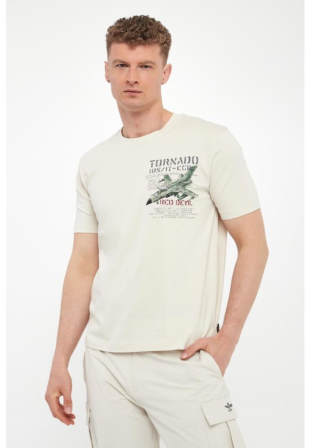 Aeronautica Militare - T-shirt męski z nadrukiem AERONAUTICA MILITARE. Wzór: nadruk
