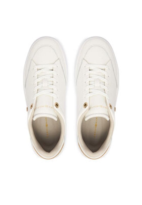TOMMY HILFIGER - Tommy Hilfiger Sneakersy Th Chic Cupsole FW0FW09106 Écru. Kolor: kremowy. Materiał: skóra