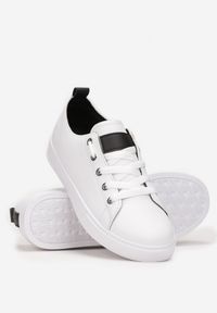 Born2be - Biało-Czarne Sneakersy Meaminu. Okazja: na co dzień. Kolor: biały. Materiał: skóra ekologiczna. Szerokość cholewki: normalna