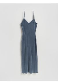 Reserved - Sukienka z cupro - szary. Kolor: szary. Materiał: tkanina, wiskoza. Typ sukienki: proste #1