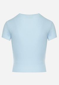 Born2be - Jasnoniebieski Bawełniany T-shirt Elastyczny Lireanne. Kolor: niebieski. Materiał: bawełna #3