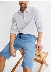 bonprix - Bermudy dresowe w optyce dżinsowych, w wygodnym fasonie, Regular Fit. Kolor: niebieski