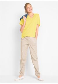 Długi shirt z dekoltem w szpic (5 sztuk), krótki rękaw bonprix łososiowy pomarańczowy + lazurowy + jasna limonka + szmaragdowy + biały. Kolor: pomarańczowy. Długość rękawa: krótki rękaw. Długość: krótkie #3