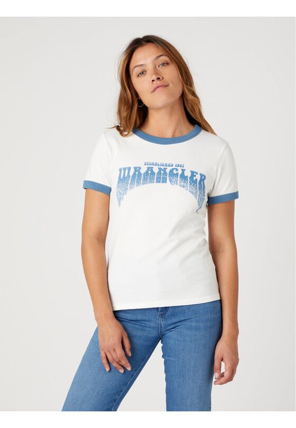 Wrangler T-Shirt Ringer W7N0EEW02 112331996 Biały Regular Fit. Kolor: biały. Materiał: bawełna