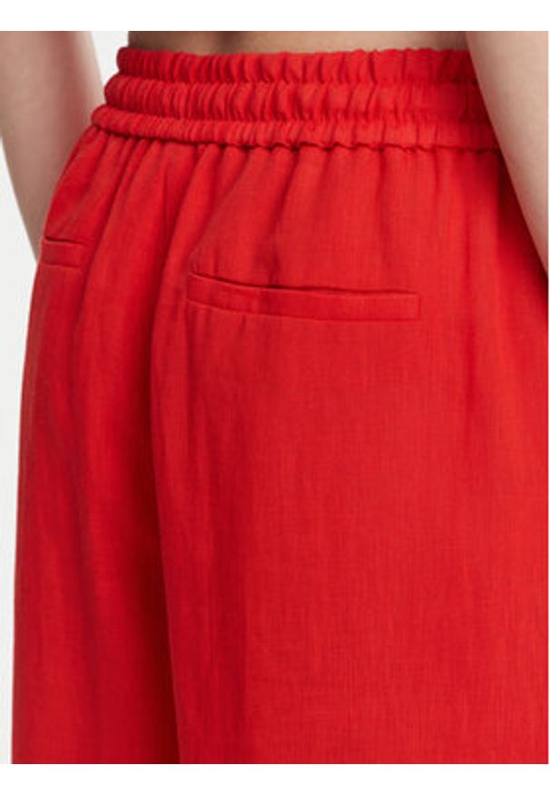 Marella Spodnie materiałowe Mattino 2513131084 Czerwony Wide Leg. Kolor: czerwony. Materiał: len