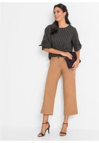 Spodnie culotte bonprix beżowy. Kolor: beżowy. Styl: elegancki #3