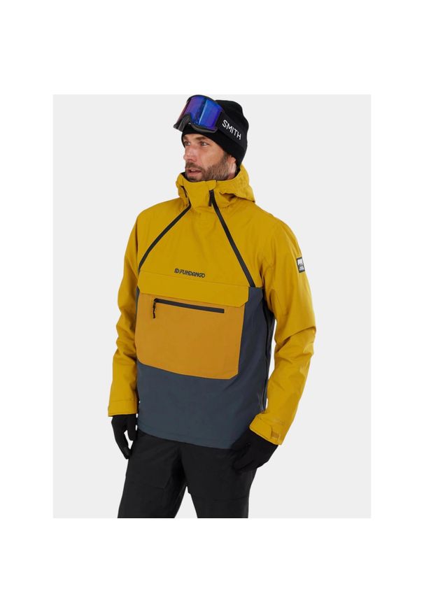 FUNDANGO - Anorak Męski Fundango Hydra ECO. Kolor: wielokolorowy, szary, żółty. Materiał: materiał. Sezon: zima. Sport: turystyka piesza