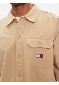 Tommy Jeans Koszula Essential DM0DM18331 Beżowy Regular Fit. Kolor: beżowy. Materiał: bawełna