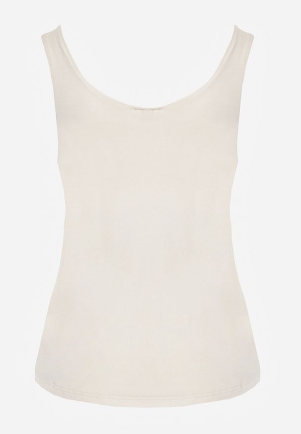 Born2be - Beżowy Gładki Top na Szerokich Ramiączkach w Stylu Basic Starbe. Okazja: do pracy, na co dzień. Kolekcja: plus size. Kolor: beżowy. Materiał: jeans. Długość rękawa: na ramiączkach. Wzór: gładki. Sezon: lato. Styl: elegancki, klasyczny, casual