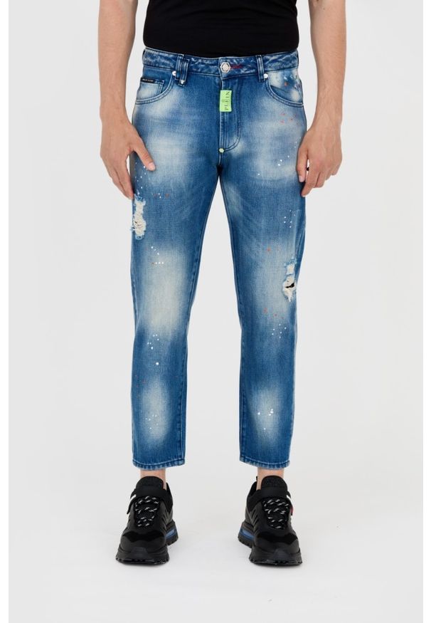 Philipp Plein - PHILIPP PLEIN Niebieskie męskie jeansy detroit. Kolor: niebieski