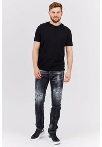 Valentino Garavani - VALENTINO Czarny t-shirt męski z ćwiekami. Kolor: czarny. Materiał: prążkowany #3